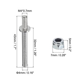 MECCANIXITY Pack of 12 Landing Gear Steel Axle 5/32 Inch Dia 1.7 Inch Length M4 Wheel Drive Shaft with Nuts for RC Airplane