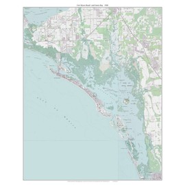 Fort Myers Beach and Estero Bay, Florida 1988 Topo Map - A Composite made from 5 old USGS Topographical Maps - Custom Reprint