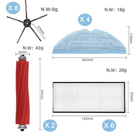 Juego de 22 accesorios S7 compatibles, Accesorios compatibles para S7 S7+ Roborock S7 MaxV, S7 MaxV Plus, T7 Plus, T7S Plus, 2 cepillos principales, 4 trapos, 6 filtros, 8 cepillos laterales