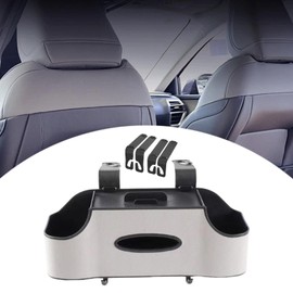 F Fityle Hanging Car Headrest Organizer with Tissue Box and Drink Holder, White