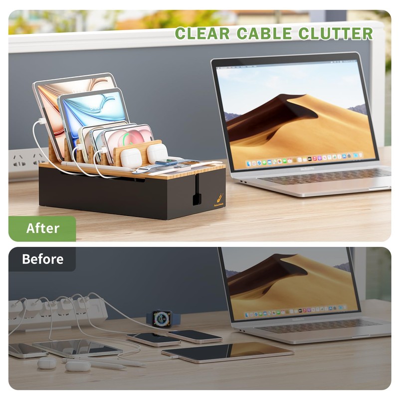 Pezin & Hulin Bamboo Charging Station for Multiple Devices, USB