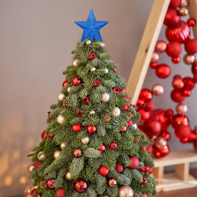 SULOLI Christmas Tree Star Blue,Blue Christmas Tree Topper Blue Star