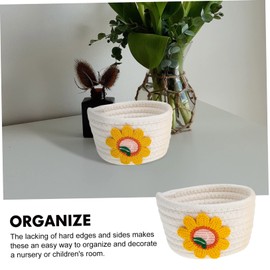 Outanaya 2Pcs Mini Cotton Rope Storage Baskets for Makeup Brushes Cute Woven Organizers for Desktop Home Decor Versatile Sundries Baskets for present Giving