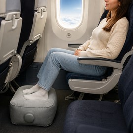 Inflatable PVC Footrest Pillow with Press-to-Inflate Valve for Travel and Office