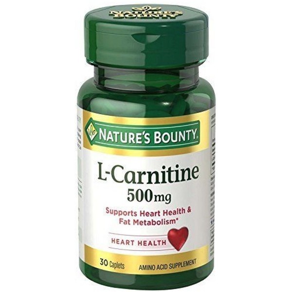 Nature's Bounty L-Carnitine 500 mg 30 Caplets (Pack of 2)