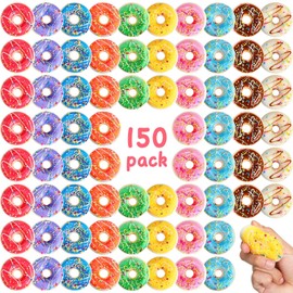 Liliful 150 Pcs Stress Donuts Rainbow Donuts Toys Stress Donuts Bulk Foam Donut Party Favors Stress Relief Donuts for Party Decoration Donut Theme Party Supplies Birthday Party Favors