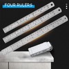 Set of 3 steel rulers and 1 plastic folding ruler,