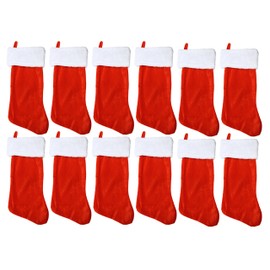 Black Duck Brand Set of 12-18" Red Velvet Stocking W/White Plush Cuff & Hanging Tag