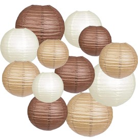 CC wonderland zone Pack of 12 Brown Paper Lanterns, Round Paper Lanterns for Bridal Wedding Decorations Birthday Party Garden Party Sage Green Decoration