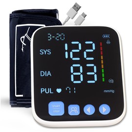 Med-Pat BP-S Arm Blood Pressure Monitor - 4.7" HD LCD Screen - 2 Users x 300 Memories Plus Guest Mode - Irregular Heartbeat Detection - Hold Still Indicator - Portable Square Design