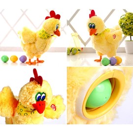 Dilara Crazy Egg Laying Chicken Toy with Music for Children, Babies and the Whole Family I Talking Plush Toy Makes Interactive Sounds, Lays Egg, Sings and Dances