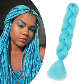 Gairyan Jumbo Braids Hair Extensions for Braiding 24" Colorful Ombre Jumbo Braiding Hair Extensions Synthetic Afro Hair Box Braids Crochet Twists (1 Bundle 100g Sky Blue)