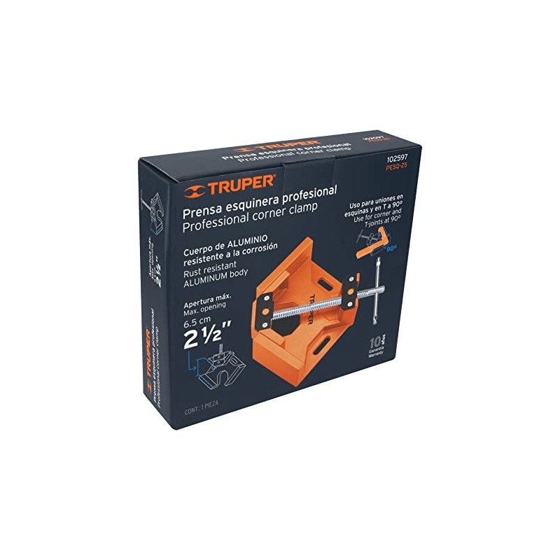 Truper PESQ-25, Prensa esquinera profesional, 2-1/2" de aluminio