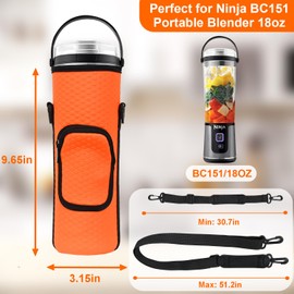 Storage Bag for Ninja Portable Blender Dust Cover Sleeve with Adjustable Shoulder for Ninja BC151NV/BC51NV/BC151BK/BC151CR/BC151EM/ BC151PR/BC151WH/BC155PS Blast Portable Blender(Orange)
