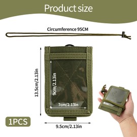 2 in 1 Tactical ID Case with Window, 3 Card Slots and Pen Pocket, Green ID Holder, Multifunctional ID Holder, Retractable Lanyard