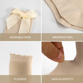 LGFKJNNJ 3 Pack Baby Knee High Socks - Cotton Ruffle Socks for Girls (0-6M) | Newborn to Toddler Bow Knee | White, Pink & Black Set