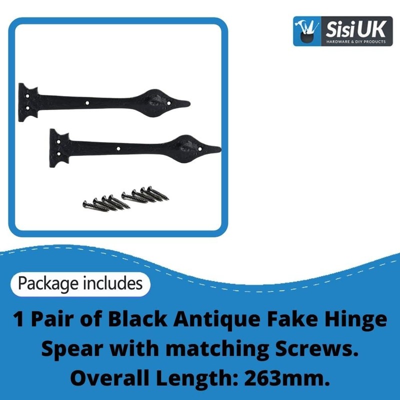 Black Antique Fake Hinge Spear Head Cast Iron Decorative Hinge