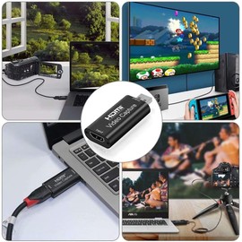 4K HDMI to USB Capture Card with 1080P Output Plug & Play Cam Link Capture Card Adapter Screen Record HDMI Video Capture Device for Streaming/Gaming/Live/Teaching