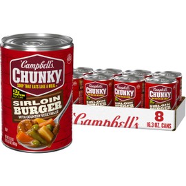 Campbell’s Chunky Soup, Sirloin Burger With Country Vegetable Beef Soup, 16.3 oz Can (Case of 8)