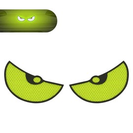 Anyhut 2 PCS Car Reflective Stickers, Waterproof Devil Eyes Decals for Night Safety Driving, 4.15" x 3" Semicircular Eyes Caution Signs, for Trunk, Tailgate, Bumper, Motorcycle, Helmet (Green)