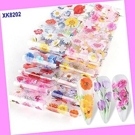 10pcs 20x4cm Fine Rose Daisy Sunflower Birds Flower Nail Foil Transfer Sticker Xk8202 for Nails Design Nail Art Stickers Decals Supplies Manicure Tips Sticker Colorful for Nail Decorations