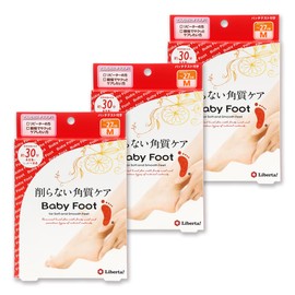 Baby Foot Easy Pack, 30-Minute Type, Medium, Set of 3, Heel Exfoliating, Foot Peeling (Up to 10.6 inches (27 cm)