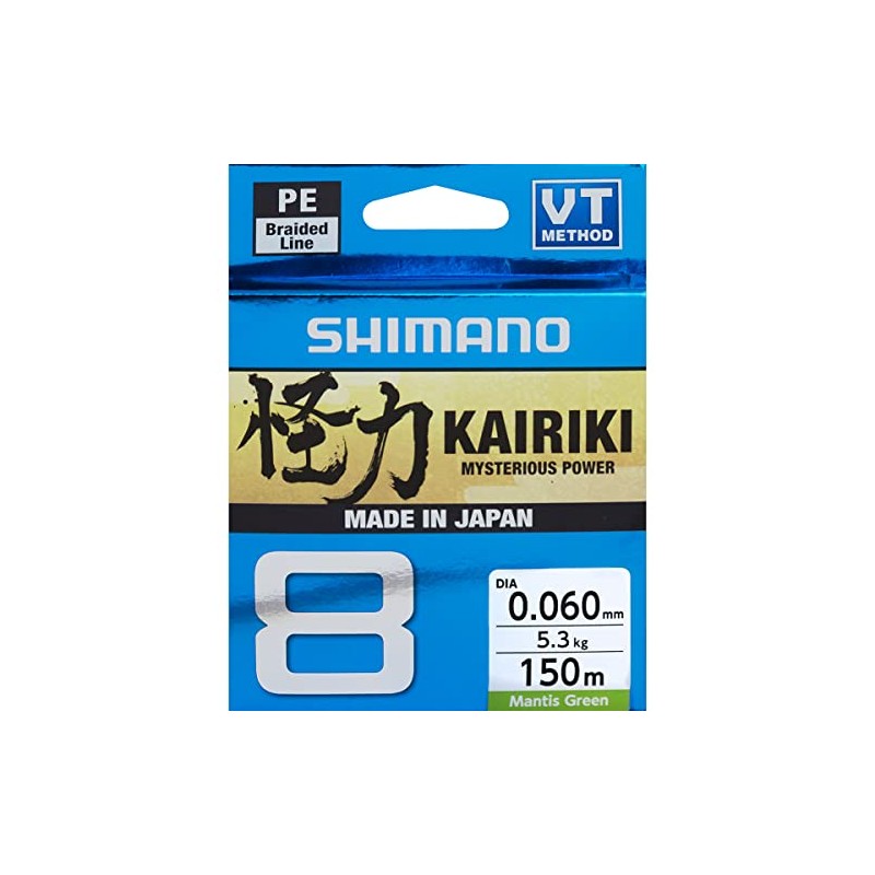 SHIMANO Kairiki 8, 150 metres, 0.2mm, 17.1/37.7lbs, Mantis Green, 8