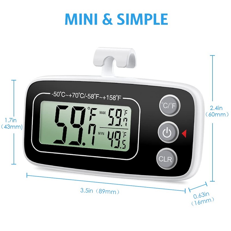 (Upgraded) AMIR Refrigerator Fridge Thermometer, Digital Freezer Thermometer with Hook,
