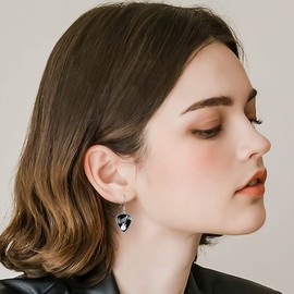 Guitar Pick Earrings Sterling Silver Guitar Plectrum with Music Note Dangle Drop Earrings Musical Jewelry Guitarist Gifts for Women Men