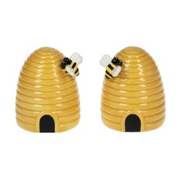 The Bridge Collection Beehive Salt and Pepper Shaker Set - Cute Bee Themed Home Decor for Farmhouse and Cottage Kitchens - Unique Dining Table Accent