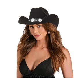 Western Cowboy Hat for Men Women Classic Fedora Hat with Buckle Belt (Size:M-L) Black