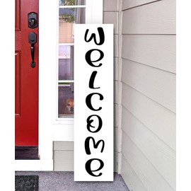 Welcome Vertical Vinyl Decal V4 - Family Home Porch - Die Cut Sticker