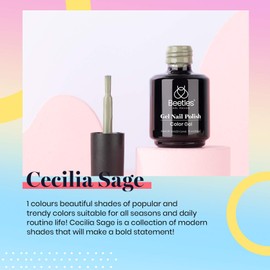 beetles Gel Polish Beetles Gel Nail Polish, 1Pcs 15ML Light Cecilia Sage Green Color Soak Off Gel Polish Nail Art Uv Nail Lamp Cured Manicure Salon DIY Gel Nail Design Decoration at Home Spring Gift