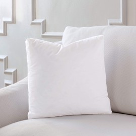 Plankroad Home Décor 16x16x3 Hypoallergenic Fluffy Faux Down Poly Boxed Square Pillow Insert, 100% Cambric Cotton Shell, Never Vacuum-Packed, Made in USA