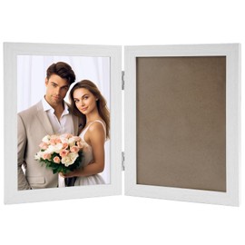 TESSTSY Picture Frame 13 x 18 Wooden Double Picture Frame Double Picture Frame for 2 Photos Folding Wooden Picture Frame Foldable with Glass for Home Decoration (White)