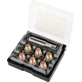 Yato Professional Oil Drain Thread Repair Kit M13 M15 M17 M20 M22 1.5mm Solid HSS Tap - Steel Includes Spare Screws and Sealing Rings (M13x1.5mm)