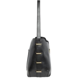 Betsey Johnson Gemma Black Crocodile Embossed Scalloped Top Faux Leather Triple Entry Gold Metal Tone Bow Detail Shoulder Bag