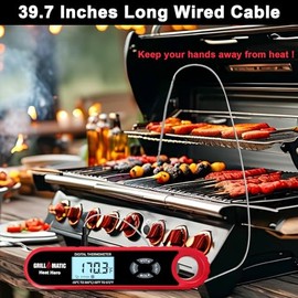 Heat Hero - Termómetro digital de lectura instantánea para carne para cocinar y hornear con luz de fondo, función de sujeción e imán para cocina, carn