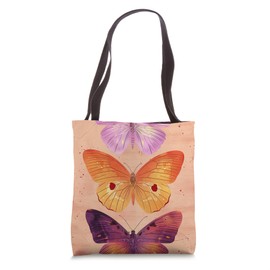 Light Brown Watercolor Butterflies Tote Bag