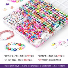 Jollin 2300pcs Polymer Clay Beads Friendship Bracelet Making kit Cute Fun Charms Beads for Bracelet Jewelry Making DIY Arts Crafts Birthday Gifts Toys for Kids Girls Age 6-13