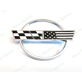AUTO 1PC Chrome Black Rear Gas Lid Cross US Flags Emblem 1984-1996 C4 Corvette