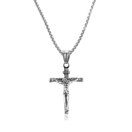 Umimiss Crucifix Necklace For Men - Celebrate Your Faith With This Stunning Crucifix Necklace For Men, A Symbol Of Devotion And Style, Silver Cross Necklace For Men And Women, Gift For Him Or Her