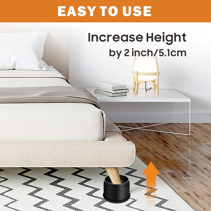 MixDora Bed Risers 2 Inch Round Stackable Furniture Risers Anti-Slip