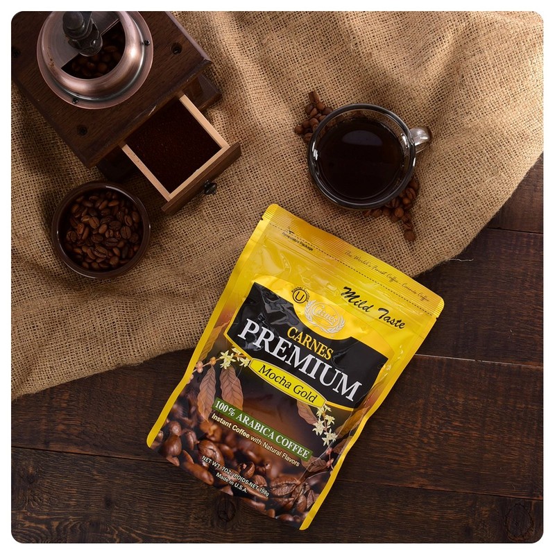 Carnes Premium Instant Coffee 100% Arabica Coffee (Mocha, 7oz_6 pack)