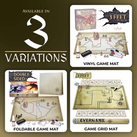 EverGame - Dungeons & Dragons Game Mat - 23x27 - Ultimate DND Board Game Map w/Dice Set - Double-Sided w/Hex & Square Grid - Epic Role Playing Gaming Experience