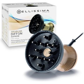 BELLISSIMA ITALIA Diffon Supreme - Difusor XL y secador de pelo para cabello rizado y ondulado, botón fresco, tecnología iónica y cerámica para no encrespamiento, Negro