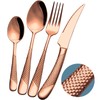 Xideman 16-Piece ​Modern Copper Hammered Silverware Set with Ultra Sharp