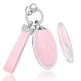 PIFOOG Key Fob Cover Fit for Hyundai 2024 2025 Kona Tucson Sonata Ioniq 6 5 Santa Fe 7 Button Pink Car Keys Case Shell Bling Keychain Full Protector Covers Accessories Girly Women Cute TPU