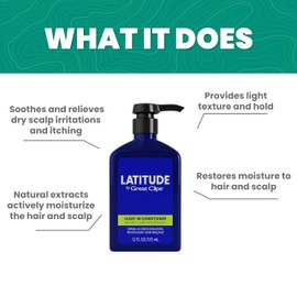 GREAT CLIPS LATITUDE Leave-In Conditioner | Hydrating Leave In Conditioner for Men | Promotes Hair Strength + Renewal | 12oz