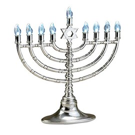 Rite Lite 11.75" Traditional Style Silver Tone LED Electric Chanukah Hanukkah Menorah